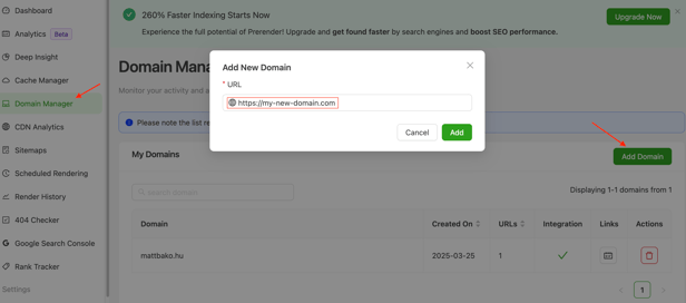 Add new Domain