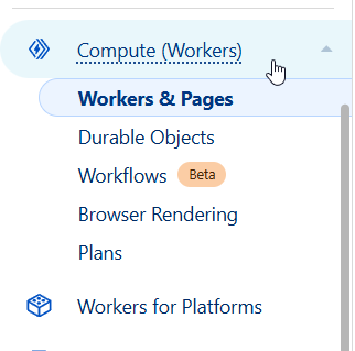 Open your Cloudflare Dashboard and click on Compute(Workers) and select Workers & Pages on the left side