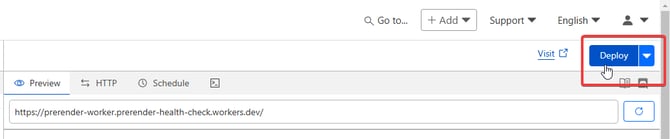 CLick on "deploy" to save worker code