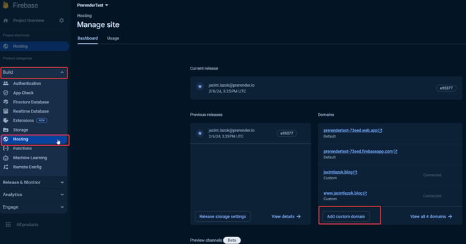 add your domain as a custom under Build -> Hosting menu point. Add the A and TXT records provided by Firebase to Cloudflare, ensuring the proxy status is enabled for the A record.